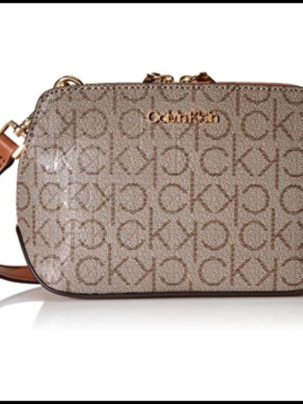 Triple Compartment Crossbody Bag PVC Embossed Sling Purse
